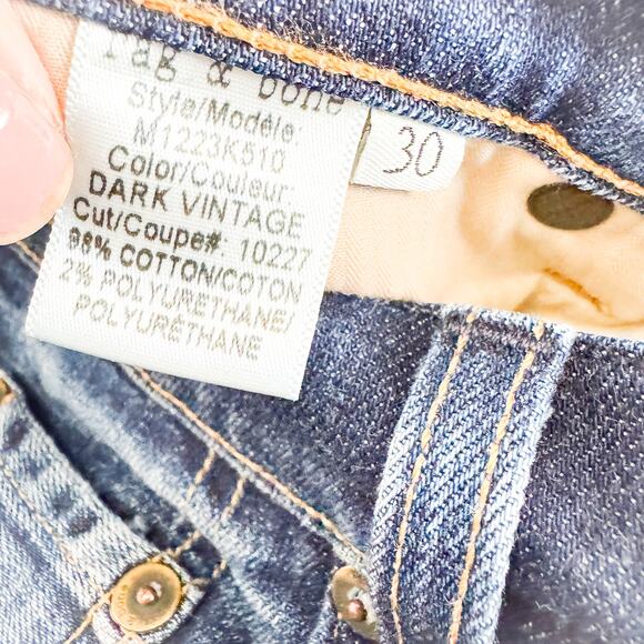 Rag & Bone Fit 2 Slim Leg Dark Wash Denim Jeans Dark Vintage Size 30 - Picture 7 of 9
